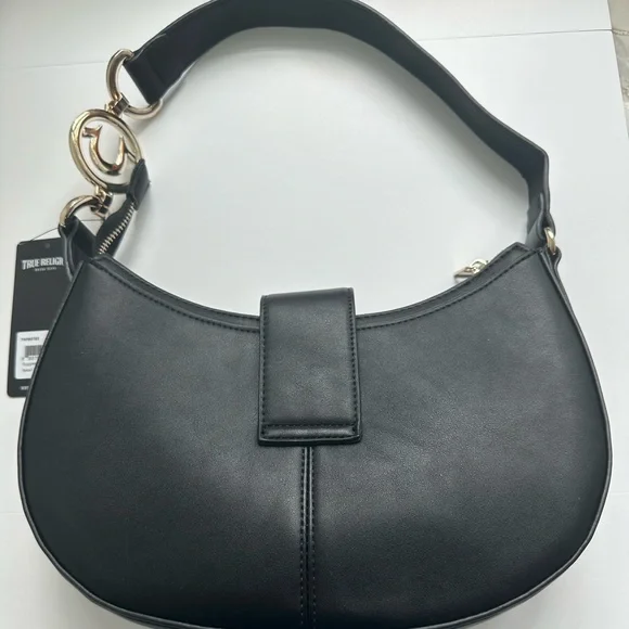 NWT Horseshoe Crescent Purse by True Religion Brand Jean. Shoulder bag. Black. - Picture 2 of 16